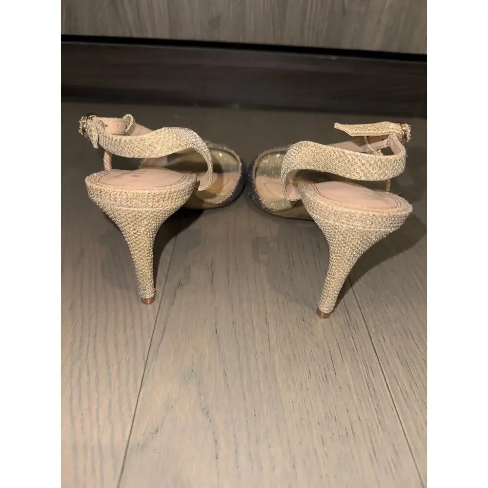 Kelly & Katie Size 7.5 Arinia Gold Sparkly Glitter Two-Tone Slingback Heels